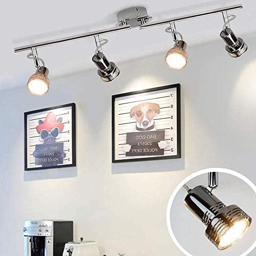 Depuley Modern Track Lighting Kit 4 Light Flush Mount Directional Track Lights For Kitchen Foldable Ceiling Spots Light For Living Room Hallway Bedroom Kitchen Swing Arms Walmart Com Walmart Com