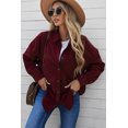 thumbnail image 3 of Women's Wine Red Corduroy Button Pocket Shirt, 3 of 14