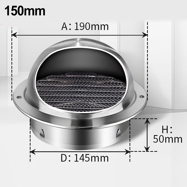 Grille de Sortie d'Air Murale Extérieure en Acier Inoxydable Couverture de Ventilation de Chauffage Ronde