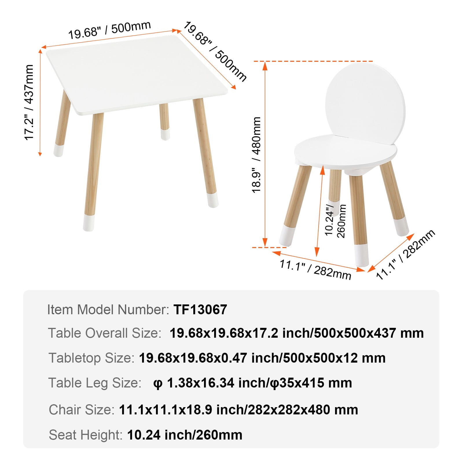 Kids Table and Chairs, Toddler Table and Chair Set, Children Wooden Multi-Activity Table for Play, Art, Craft, Reading, Learning, Eating, 1 Table and 2 Chairs