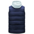 thumbnail image 4 of BiZtdJrK Men Nylon Vest Warm Windproof Hooded Vests Lightweight Sleeveless Zip Up Jacket Casual Outerwear Outdoor Golf Vests Dark Blue XL, 4 of 7