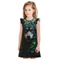 thumbnail image 1 of Fotbe Realistic Style Colorful Wolf A Vestido de Dormir para Niñas de 3 a 10 Años, Mangas Cortas, Estilo Princesa, Pijama Camisón con Mangas Voladas-X-Large, 1 of 6