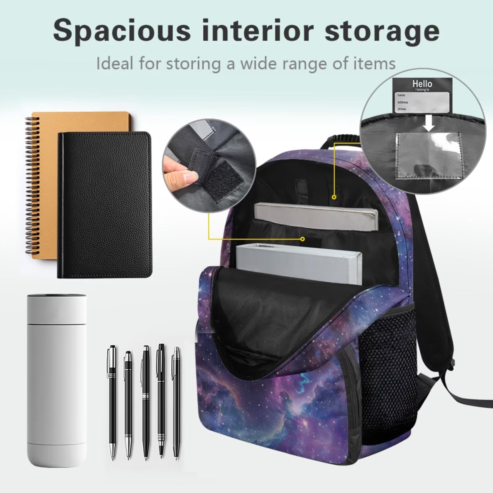 Pzuqiu Galaxy Cat Back Pack for School Girls Set of 4 17 Inch Kids Backpack Lunch Bag with Pencil Box 2pcs Bookmark, Travel Rucksack Camping School Bag for Teens Christmas Gifts