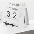 thumbnail image 3 of Wooden Clamshell Desk Block Calendar Permanent Wooden Desk Calendar Week Month Date Display Home Office Decoration, 3 of 8