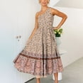 thumbnail image 2 of Maxivestido de playa con estampado de verano bohemio para mujer, sin mangas, con hombros descubiertos, fluido, escalonado Pompotops ghjkhdj3158, 2 of 5