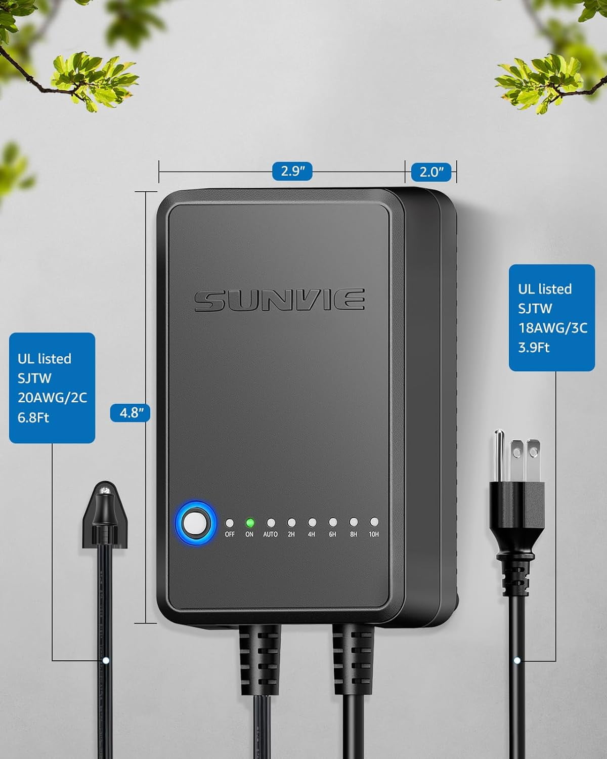 SUNVIE 60W Low Voltage Landscape Transformer with Timer and Photocell Sensor Step Down Transformer
