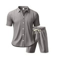 thumbnail image 5 of Mens Cotton Linen Shorts and Shirt Sets Tracksuit Set Summer Co Ord Sets Short Sleeve Button Down Shirts & Shorts with Pockets 2 Piece Outfits Vacation Beach Wedding Suits Gray XL, 5 of 7