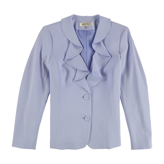 Kasper Womens Ruffled Two Button Blazer Jacket, Purple, 4