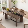 thumbnail image 3 of ANPOO 7-Piece Kitchen Dining Set for 4-8 People, 71" Rectangle Waterproof Wooden Table with 6 Chairs, Easy Clean Farmhouse Dining Table for Dining Room & Kitchen, 3 of 8
