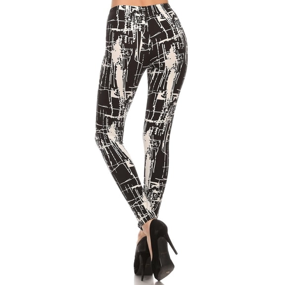 Buttery Soft Splattered Lines Leggings (One Size Regular,Black)