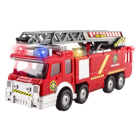 Fire Truck Toy Rescue With Shooting Water Flashing Lights and Siren Sounds Extending Ladder And Water Pump Hose That Shoots Water Perfect Bump And Go Action Firetruck for Boys