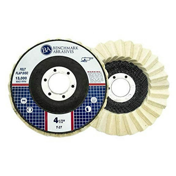 Benchmark Abrasives 4-1/2" x 7/8" Felt Polishing & Buffing Flap Disc - 5 Pack