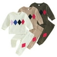 thumbnail image 3 of Esaierr 0-24 Months Boys Girls Sweatsuit Sweatpants for Newborn Baby,Long Sleeve Sweatshirt Tracksuits 2 Piece,Spring Fall Pullover Geometry Clothes Set, 3 of 9