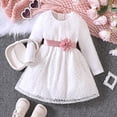 thumbnail image 2 of WUANDIXFA Toddler Girl Tulle Dress Long Sleeve Toddler Girls Dress Cotton Fall Winter Long Sleeve Fashion Dresses for Childs Girls Back to School Dress White,9-12 Months, 2 of 8