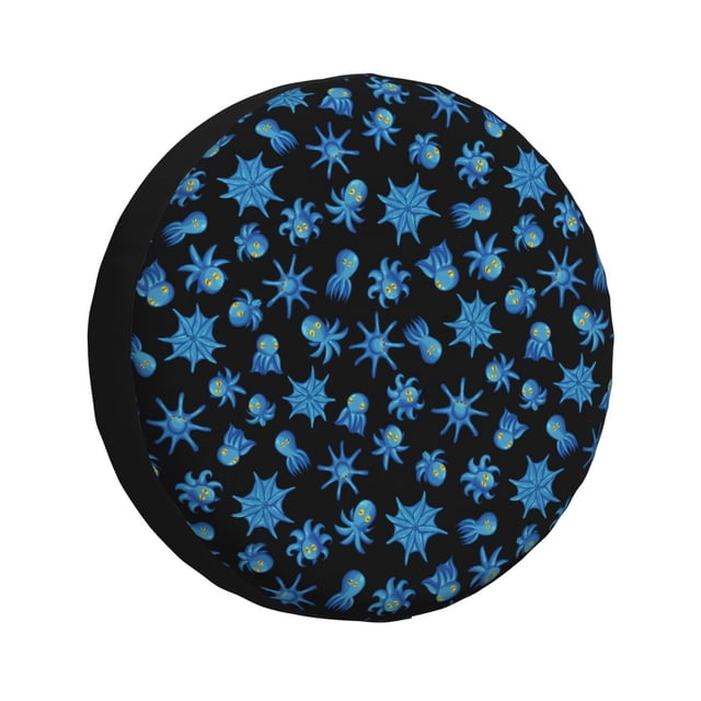 Fotbe Blue Octopus Funda de Llanta de Repuesto con Estampado, Engrosada, Ajuste Universal para Jeep, Remolque, RV, SUV, Camión-16 inch