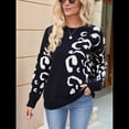 thumbnail image 4 of Suéter de Larga para Mujer, Suéter Informal de Otoño con Cuello Redondo, Jersey de Punto con Estampado de Leopardo, y Holgado. Negro M, 4 of 10