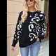 thumbnail image 4 of Suéter de Larga para Mujer, Suéter Informal de Otoño con Cuello Redondo, Jersey de Punto con Estampado de Leopardo, y Holgado. Negro M, 4 of 10
