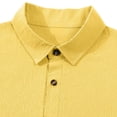 thumbnail image 3 of FRSASU Short Sleeve Polo Shirts for Men Casual Lapel Collar Pullover Tee Shirt Loose Fit Half Button Down T-Shirts Yellow, 3 of 9