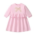 thumbnail image 2 of Odeerbi Kids Girls Long Sleeve Peplum Dress Fall Winter Bow Cotton Dresses Children's Cute Solid Color Round Neck Casual Dress Kids Girls Clothes, 2 of 7