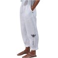 thumbnail image 2 of ICHUANYI Clearance Womens Elastic Waist Buttons Printing Thin Stretch Skinny Pants Trousers(White, XL) ICHUANYI WER2023081001087, 2 of 4