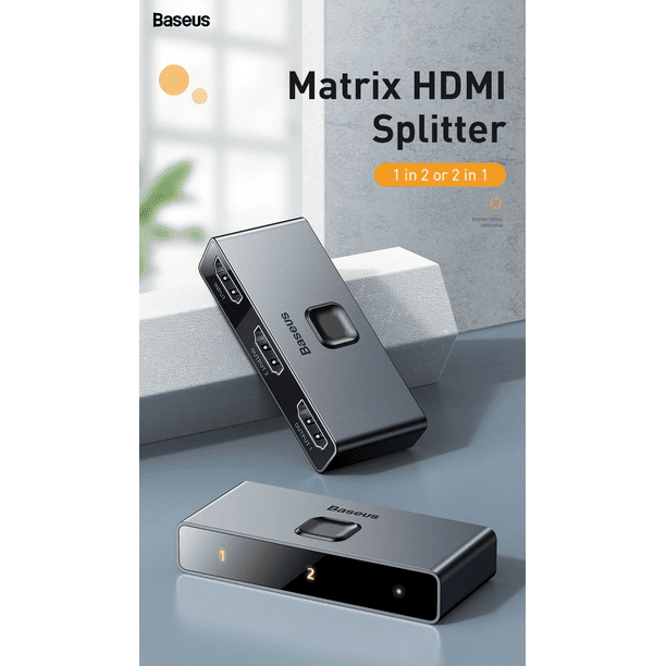 Baseus HDMI Splitter 4K 60Hz HDMI Switch 2 Ports Bi Direction 1x2