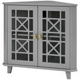 thumbnail image 1 of Armoire d'Accent d'Angle à Frettes Gwen avec Étagère Réglable en Gris, 1 of 8