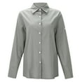 thumbnail image 4 of RXIRUCGD Blouse Chemise Décontractée pour Femme à Manches Longues, Col Rabattu, Couleur Unie, Hauts, Cardigan à Simple Boutonnage, Blouse avec Poches, Gris, Taille : 3TG, 4 of 8