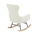 thumbnail image 4 of Rocking Accent Chair, Uplostered Glider Rocker Armchair for Baby Nursery, Comfy Side Chair for Living Room, Bedroom (Off-White, Velvet), 4 of 7