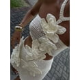 thumbnail image 5 of Chic 3d Flower Crochet Hollow Out Halter Mini Dresses Sexy Off Shoulder Backless Beach Dress 2024 Women Vocation Summer Sundress, 5 of 6