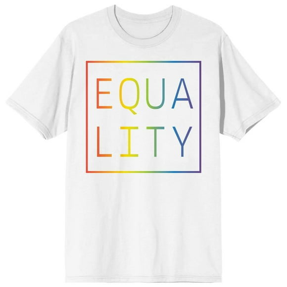 Pride - Equality Rainbow Gradient Outline White T-Shirt