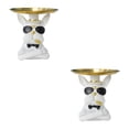 thumbnail image 1 of Wosthever Cool Bulldog Estatua Escritorio Misceláneas Contenedor Perro Animal Bandeja Decoración del hogar Blanco Blanco 2Conjunto, 1 of 1