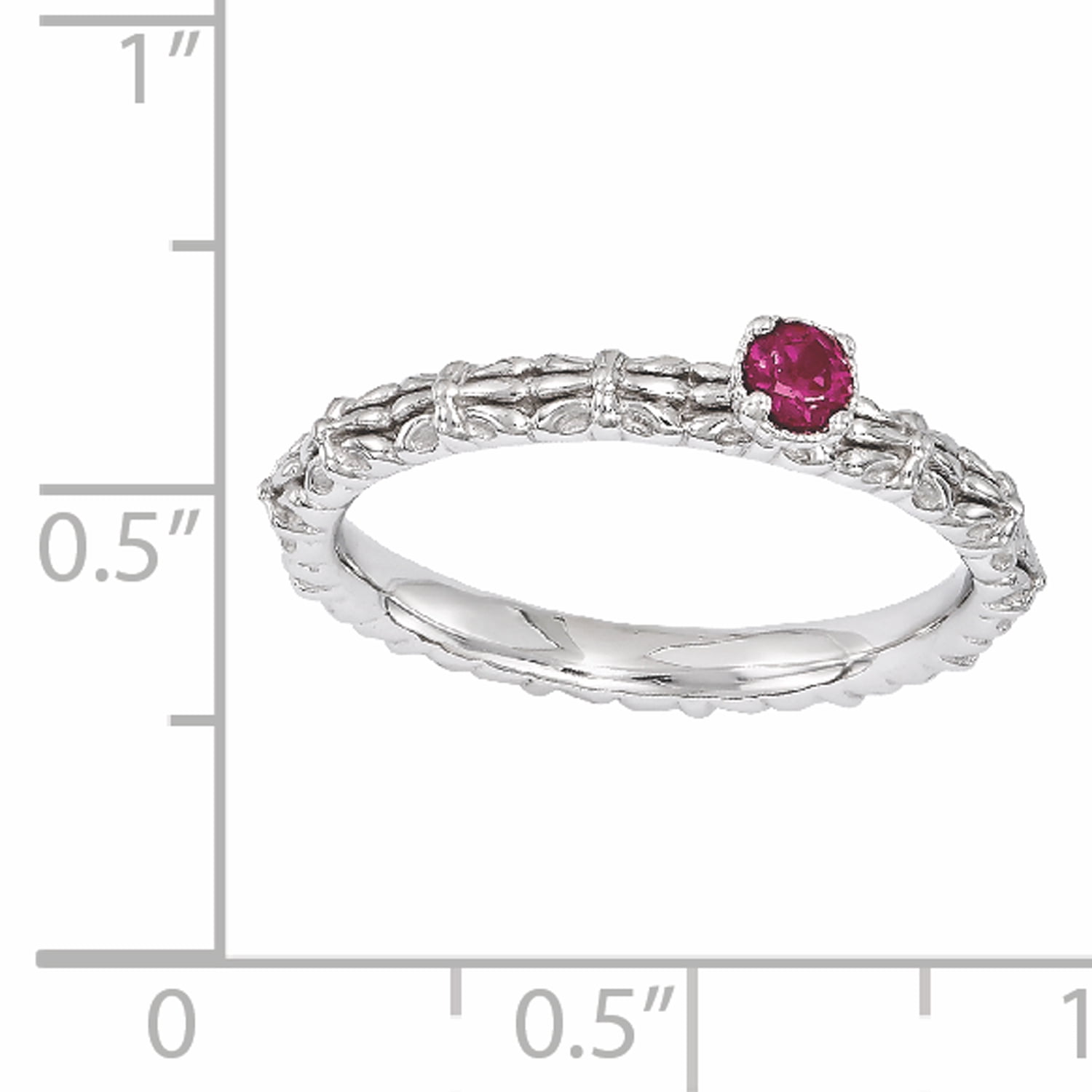 Created Ruby Sterling Silver Single-Stone Ring