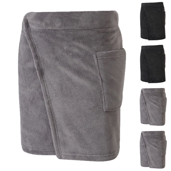 QNANSPI Pajama Shorts for Men, Mens Pajama Bottoms, Mens Solid Color Pocket Wearable Bath Robe