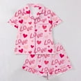 thumbnail image 2 of KinKnit New Valentines Pajamas for Women Cute Bow Heart Printed Pajamas 2 Piece Pajama Set Plus Soft Short Sleeve Button Down Sleepwear Pjs, 2 of 11