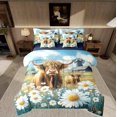 thumbnail image 1 of Erosebridal Highland Cow Bedding Sets Queen Size, White Groovy Comforter Sets with Sheets, Rustic Theme Decor, Reversible 7-Piece, 1 of 5