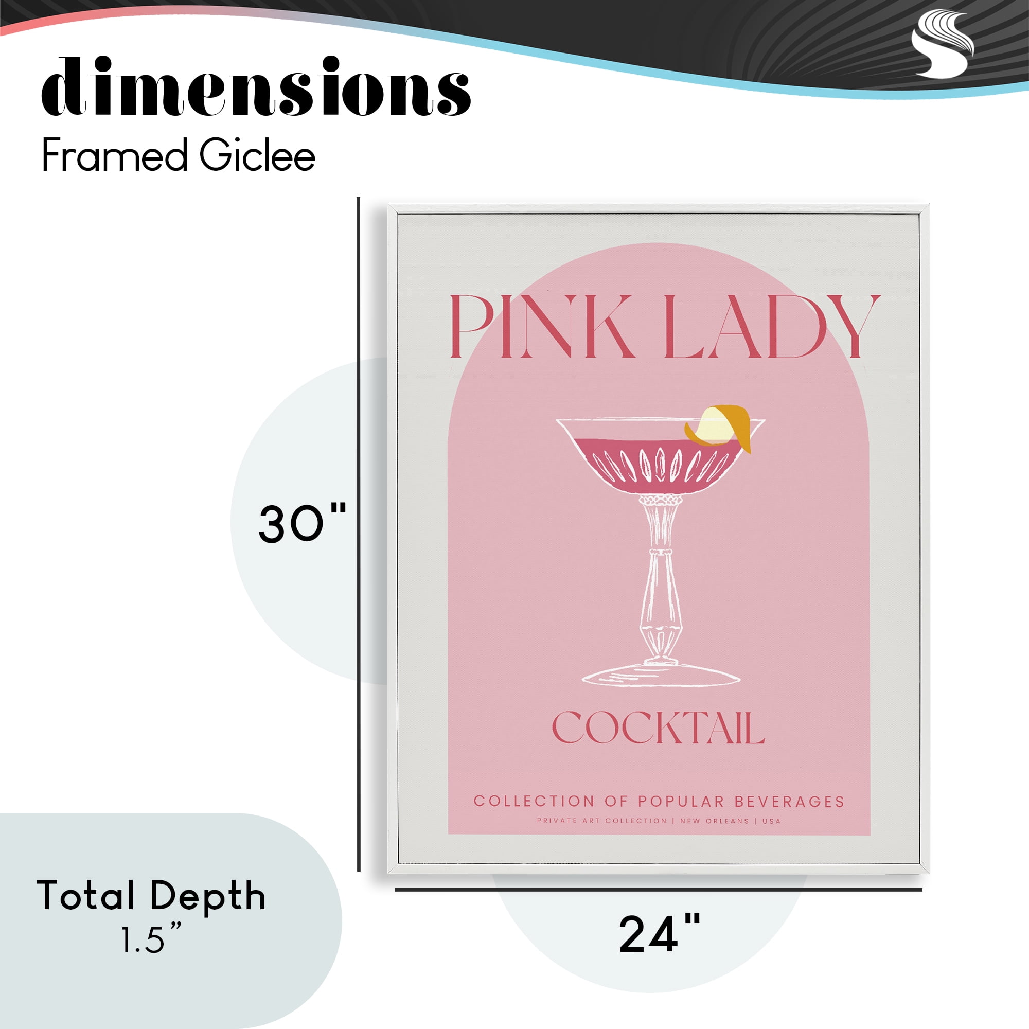 Stylish Retro Pink Lady White Framed Giclee Art, design by Lil' Rue