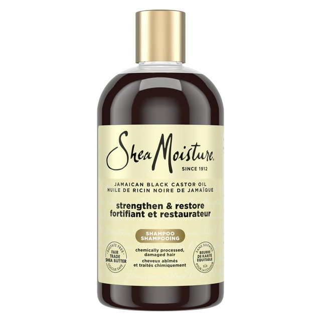 SheaMoisture Jamaican Black Castor Oil Stengthen & Restore shampoo for Damaged Hair with Shea Buttr, Peppermint & Apple Cider Vinegar To Cleanse and Nourish Hair