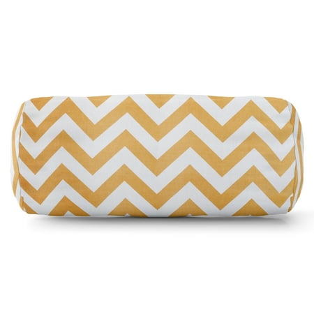 Orange Bolster Pillow Majestic Home Goods Indoor Outdoor Yellow Chevron Round Bolster Decorative Throw Pillow 18.5 in L x 8 in W x 8 in H ()
