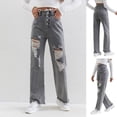 thumbnail image 2 of Sngxgn Low Waist Cargo Jeans for Women Pocket Y2K Wide Leg Pants(Grey,M), 2 of 9