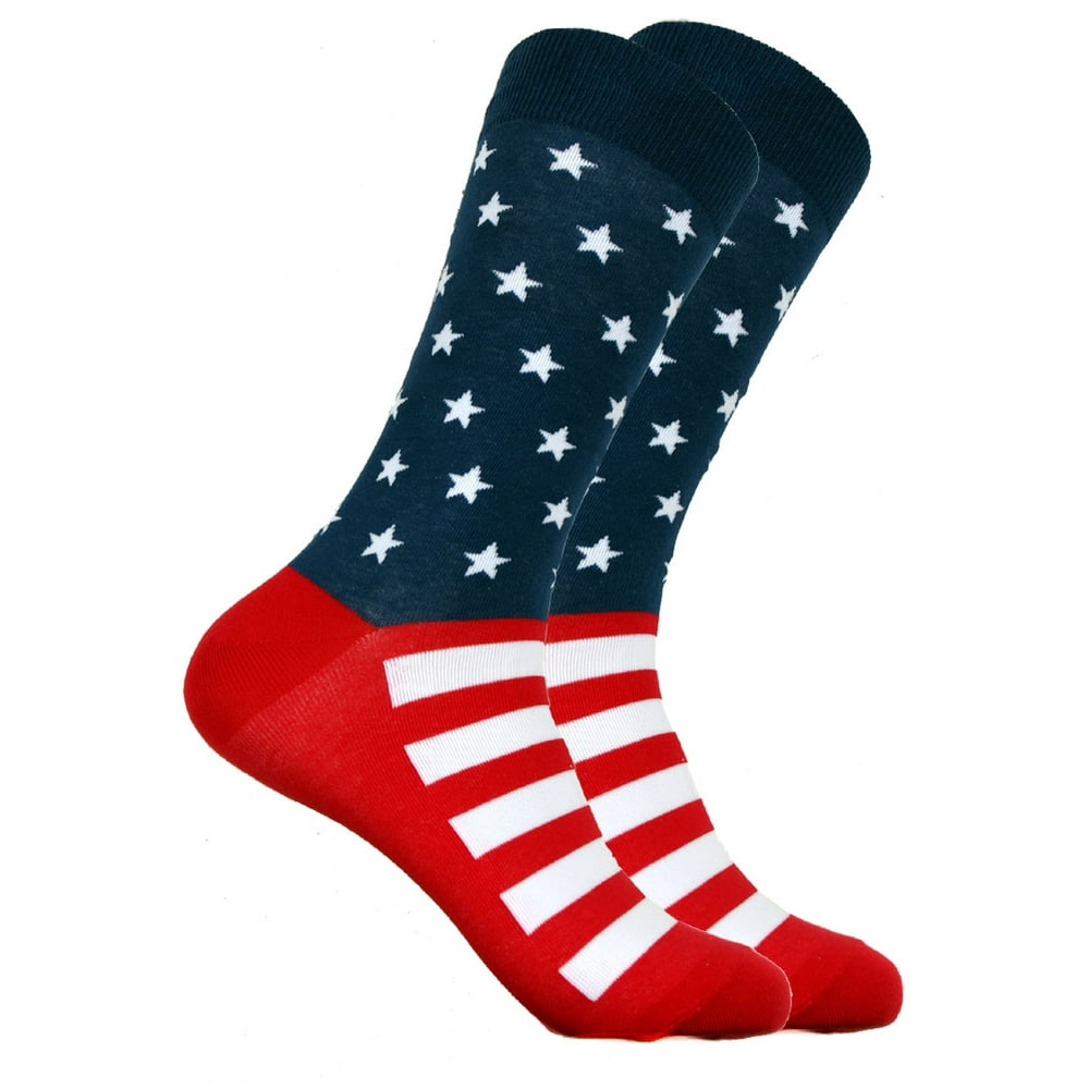 Buyyourties - Mens Novelty USA Flag Stars and Stripe Socks - Walmart ...