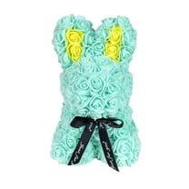 DefiDgd Faux Rose Flower Bear with Bows,Gift for Her, Valentine's Mother's Day Christmas Birthda Holiday Party Anniversary DEcoration(H)