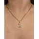 thumbnail image 5 of Cadena y dije de brillos con corona de oro laminado letra B, 5 of 8