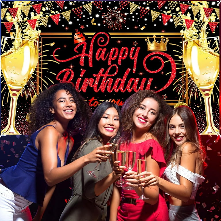 Red Black Gold Happy Birthday Banner, Red and Black Birthday Party  Decorations Backdrop for Women Girls Large Sign Glitter Gold Bday Banner  Photo Background Supplies 71x 43.3 Inches - Walmart.com
