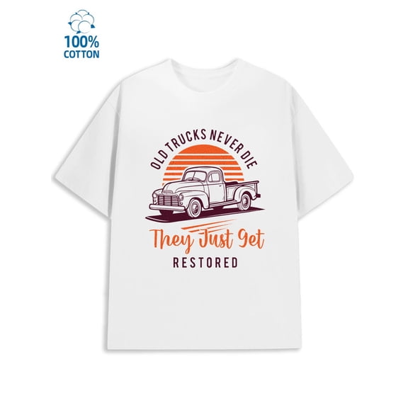 Vintage Truck Tee for men garage 180G 100% Cotton white graphic on the back Basic Unisex Shirt Graphic Tee tshirts Funny Unisex Shirt Graphic tshirts Vintage Unisex Shirt Printed tshirts