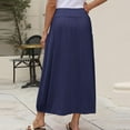 thumbnail image 3 of cocolona Skirts for Women Summer Casual Loose Elastic Waist Long Skirts Beach Vacation Pleated Flowy Skirts with Pockets Navy S, 3 of 6