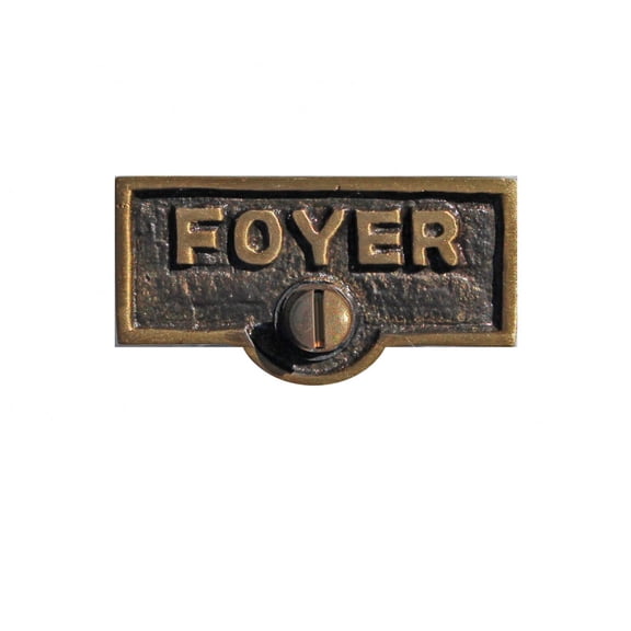 Switch Plate Tags FOYER Name Signs Labels Antique Brass Traditional Engraved Wall Light Switch Cover Labels | Renovators Supply