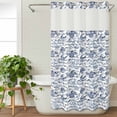 thumbnail image 3 of Coastal Blue No Hook Shower Curtain Waterproof, Bathroom Curtains with Snap in Liners and See Through Top Window, Ocean Starfish Retro Conch Summer Shell Hotel Style Bathtub Curtains Shower 36"Wx72"L, 3 of 8