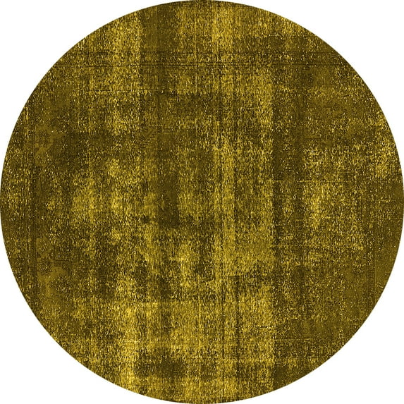 Ahgly Company Indoor Round Oriental Yellow Industrial Area Rugs, 3' Round