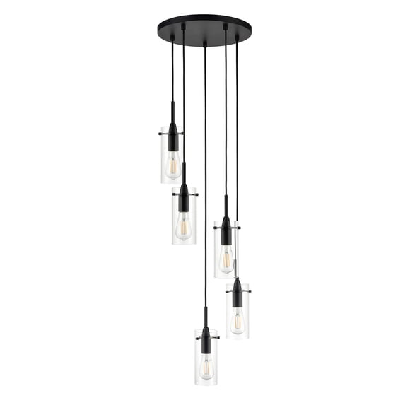 Linea di Liara Effimero 5-Light Cluster Pendant Lights Stairwell Lighting Large Chandelier Black Modern Chandelier Light Fixture Foyer Chandeliers Entryway High Ceiling Staircase Lights