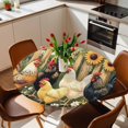 thumbnail image 2 of Rooster Chicken Sunflower Elastic Fitted Round Table Cover Fence Plant Waterproof Outdoor Tablecloth for Holiday Party, Picnic, Patio & Dining Fits Tables Up to 45"-54", 2 of 8